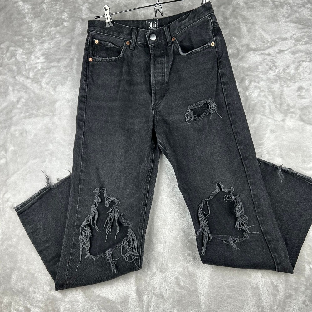 BDG Urban Outfitters High Waisted Relaxed Straight Jeans Black Denim Grunge